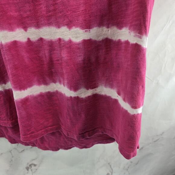Anthropologie Top Womens Small Pink White Tank Tie Dye Stripe V Cotton Eri Ali - Picture 4 of 8